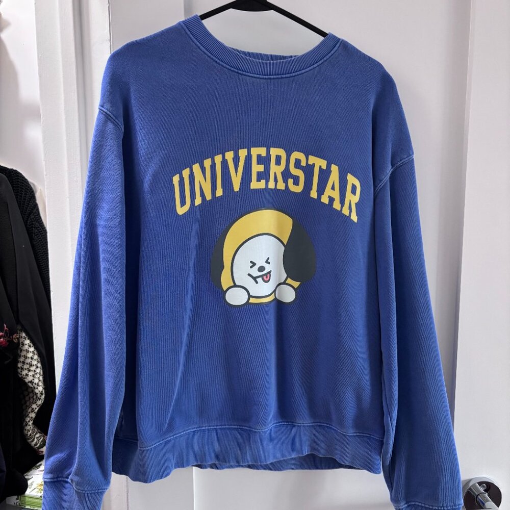BT21 Chimmy Universtar Crewneck Sweater Blue Size Medium